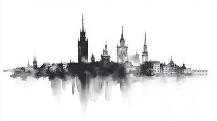 Obraz premium Monochrome cityscape with minimalist architecture in urban setting
