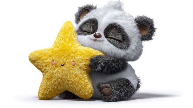 Animated panda character holding a yellow star on white background
