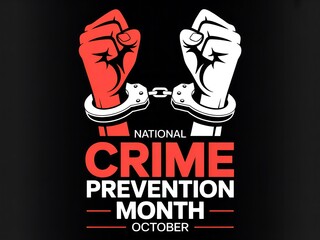 National crime prevention month awareness in october with handcuff and fist