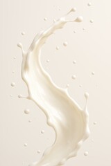 Milk Splash Isolated on Beige Background