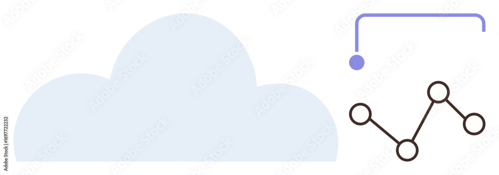 Poster cloud icon with connected points and a network pathway, representing data transfer and connectivity.