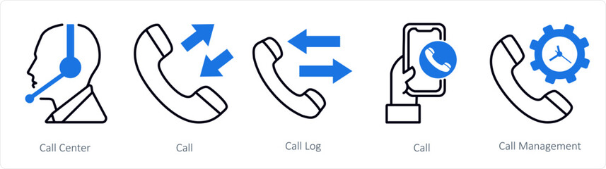 Obraz premium A set of 5 mix icons as call center, call, call log