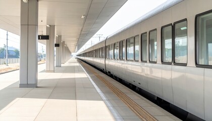 Obraz premium Light rail platform edge clean broad neutral deck subtle perspective representing urban transit surface suitable for modern minimal and editorial design