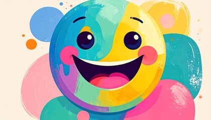 Happy face with colorful background
