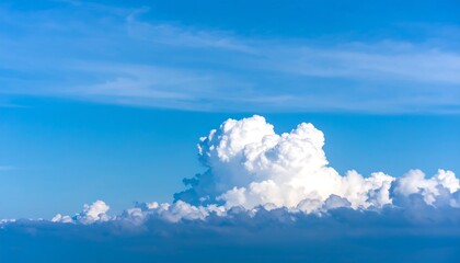 A vast expanse of a vibrant blue sky dotted with fluffy white cumulus clouds