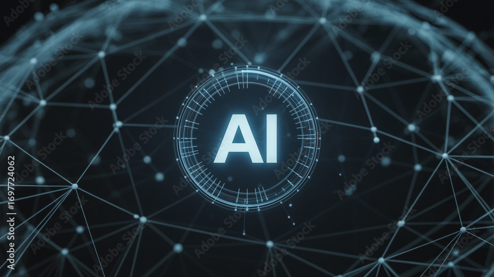 Poster ai artificial intelligence technology network connection digital transformation concept
