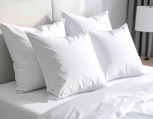 White and clean pillows on a bed