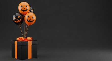 Spooky Halloween Gift With Jack-o'-lantern Balloons Celebrates Festive Holiday Fun