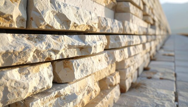 Limestone ashlar courses in even light understated seams broad calm area representing refined facade texture suitable for clean architectural and branding design