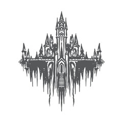 vector illustration of a classic castle flying in the air