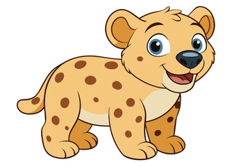 Adorable Cartoon of a Spotted Cub with Joyful Expression