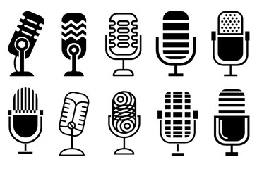 Microphone icon set. Different microphone collection. Vector