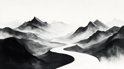 Serene landscape of mountains and river during daytime