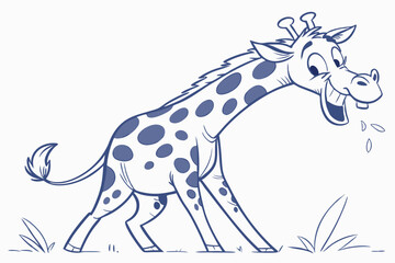 Animated Giraffe with Large Smile and Spots in Cartoon Style on White Background