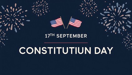 United states constitution day celebration with fireworks and flags