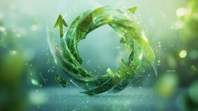 Abstract circular shape made of leaves with upward arrows