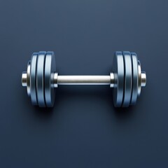 Dumbbell lying flat on neutral background in studio
