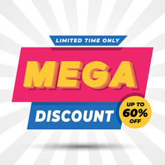 mega discount promotional banner design with 60% discount offer