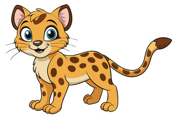 Cartoon Cute Spotted Baby Leopard on White Background