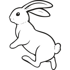 Minimalist Bunny Outline Vector in Black and White
