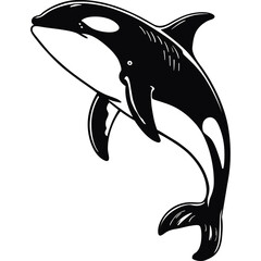 Minimalist Killer Whale Line Art Vector Illustration
