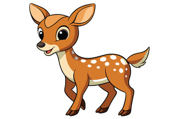 Cartoon Fawn with White Spots Isolated on White Background