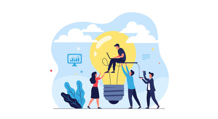 Fototapeta premium Teamwork and innovation fostering a bright future through collaborative idea generation and execution