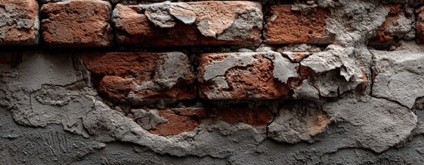 Fototapeta premium This is a close up view of a brick wall that has a noticeable hole in it