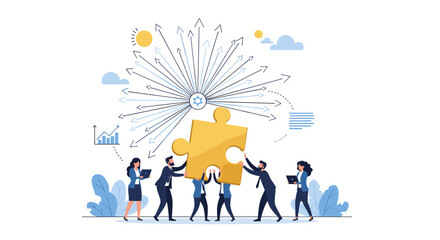 Obraz premium Teamwork collaboration strategy success business solution together growth