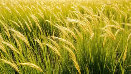 Lush Green Wheat Field with Golden Heads Creating a Serene Landscape