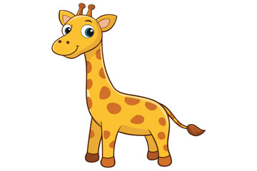Cartoon Giraffe with Joyful Expression on White Background