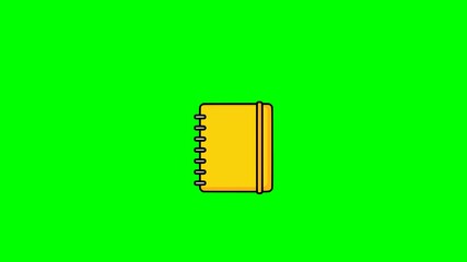 Flat design yellow notebook with elastic band icon for education study writing and note taking - Powered by Adobe