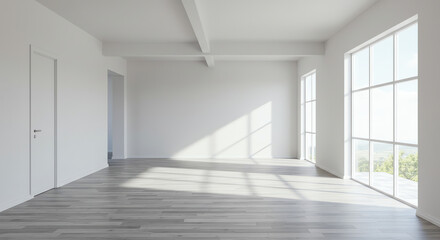 Fototapeta premium Empty room interior with bright natural light