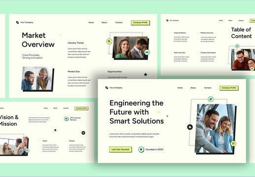 Cream And Green Creative Technology Company Profile Presentation