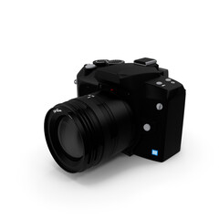 Modern 16 MP DSLR style camera isolated for photography design projects