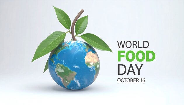 World Food Day Globe with Sprout: Sustainable Food Systems for a Healthy Planet