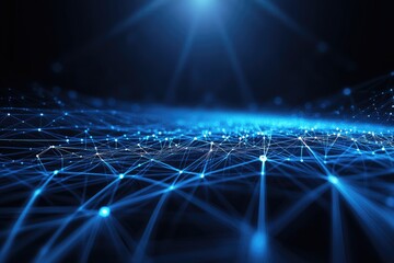 Abstract network of glowing lines and points, dark background, futuristic, digital