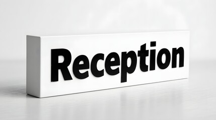 Reception sign isolated on white background.
