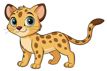 Cartoon Leopard Illustration, Spotted Feline on White Background