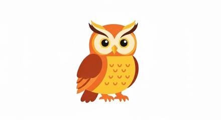 Fototapeta premium Cartoon Owl Illustration, Bright and Cheerful