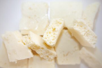 White chocolate chunks, porous white chocolate. Callebaut White Chocolate
