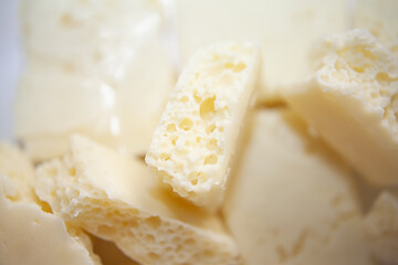 White chocolate chunks, porous white chocolate. Callebaut White Chocolate