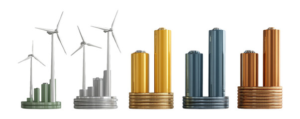 Modern Energy Solutions with Wind Turbines and Energy Bars