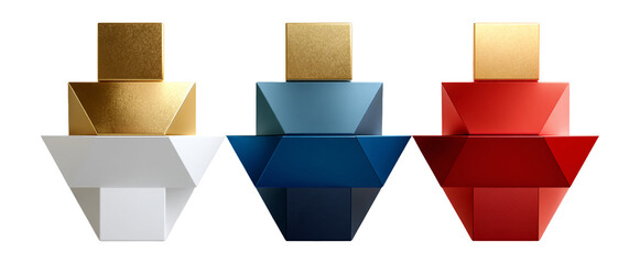 Colorful Geometric Shapes with Gold Accents and Minimalist Design