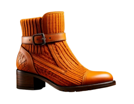 Fashionable Women’s Brown Leather Ankle Boot Illustration (AI Generated)