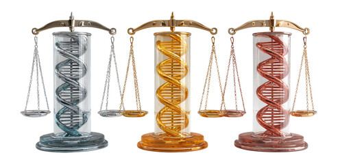 Artistic Representation of Scales of Justice with DNA Helixes