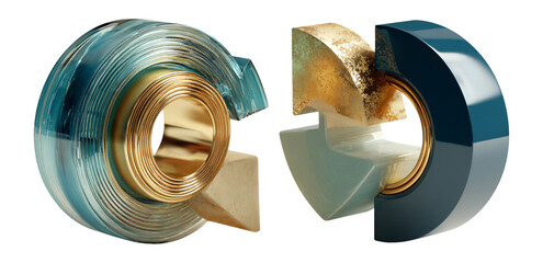 Abstract Glass and Metal Sculptures with Unique Curved Shapes