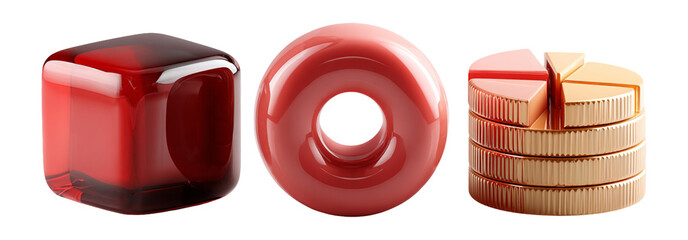 Colorful geometric shapes in red and peach tones for creative design