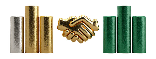 Collaboration and Investment Concept with Golden Handshake and Graphs