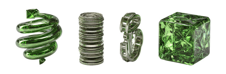 Green Abstract Shapes and Objects for Creative Design Projects